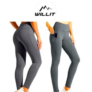 WILLIT SPORTS Women's grey Fleece Lined High Waisted Leggings size L NWT